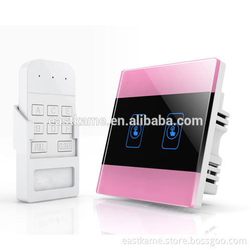 Pink 2 Gang Crystal Glass Panel 433MHZ WIFI Smart Electrical Wall Home Switch